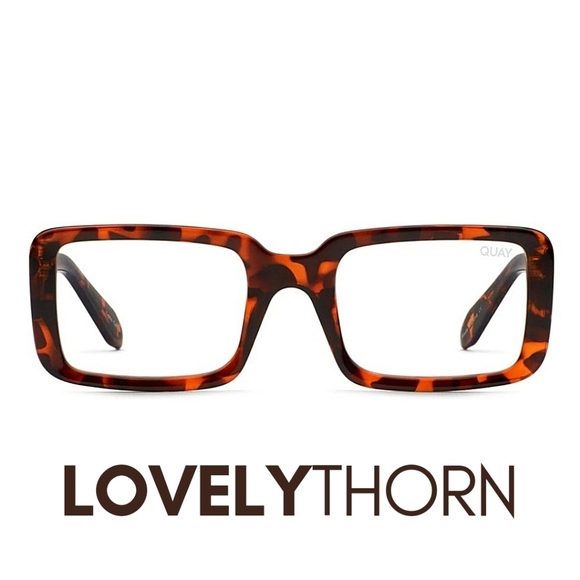 QUAY // ltd ed rectangle bevel tortoise frame blue light glasses main image 11
